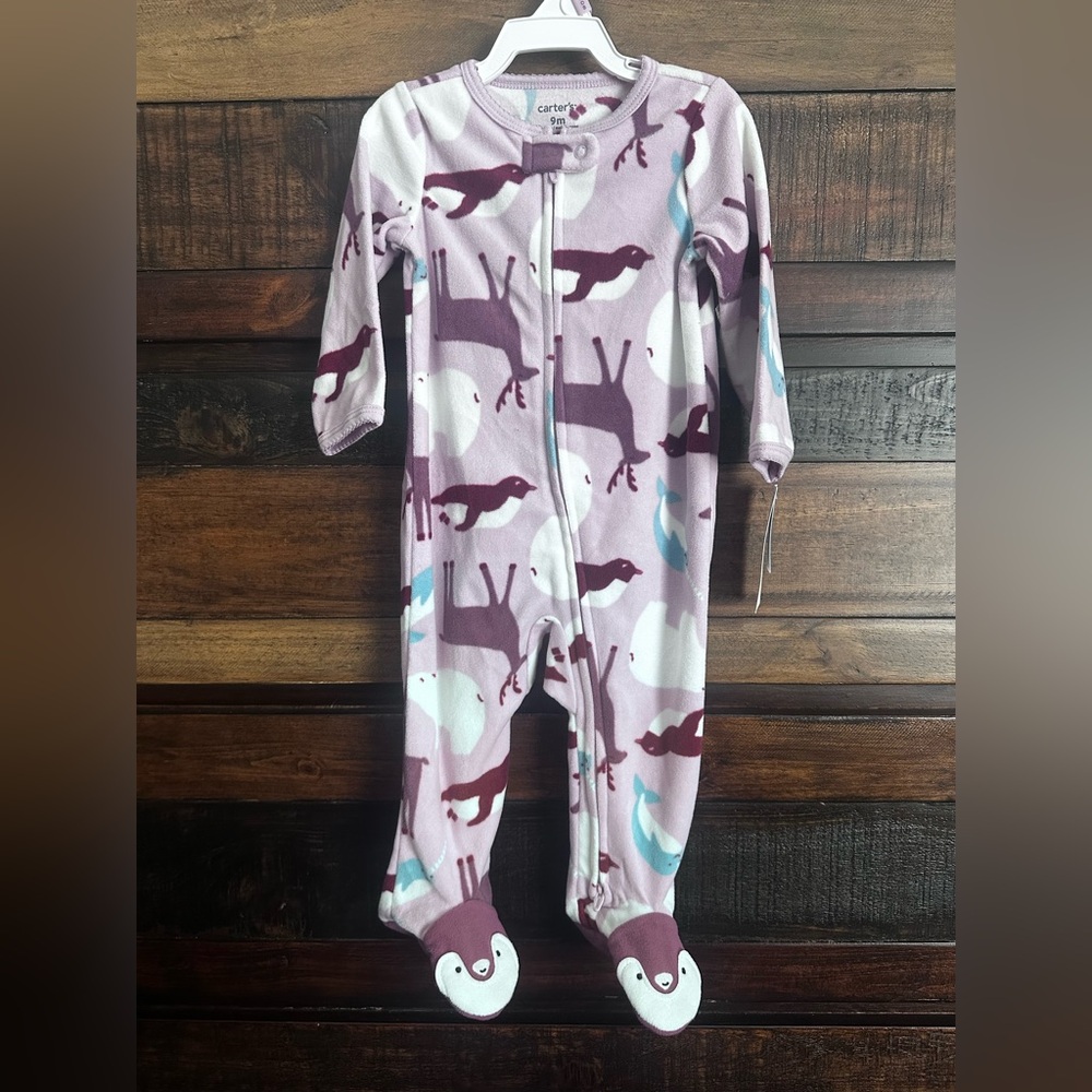 NWT Carter's Purple and White Animal Print Footsie